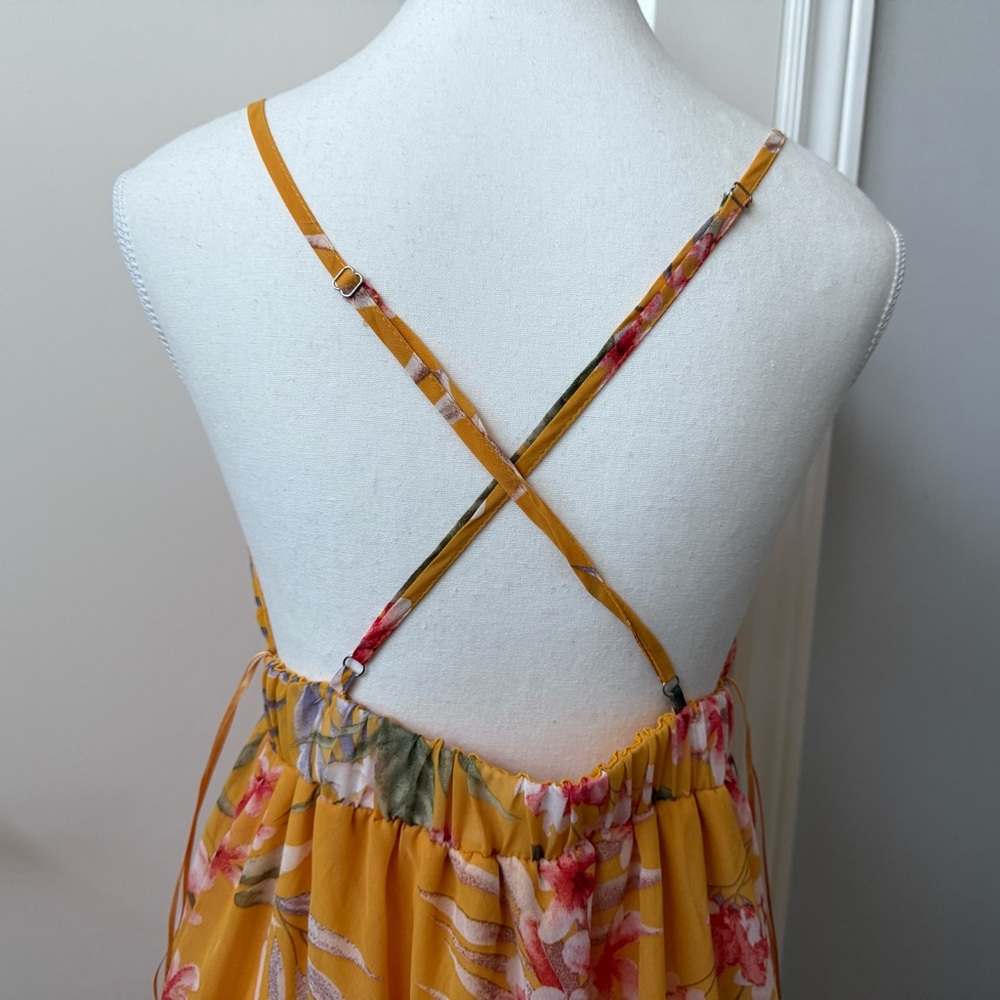 Revamped Yellow Floral V-Neck Maxi Dress - Picture 5 of 6